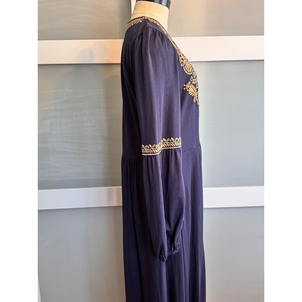 BODEN Embroidered Navy Blue Jersey Blouson Midi US 10 R - Picture 7 of 16